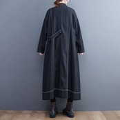 配色ステッチ デニム フレア コート 00421