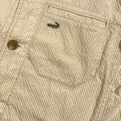 Crocodile クロコダイル シアサッカー ストライプ柄 カバーオール風 ジャケット サイズ L /イエロー ベージュ系 メンズ ワーク