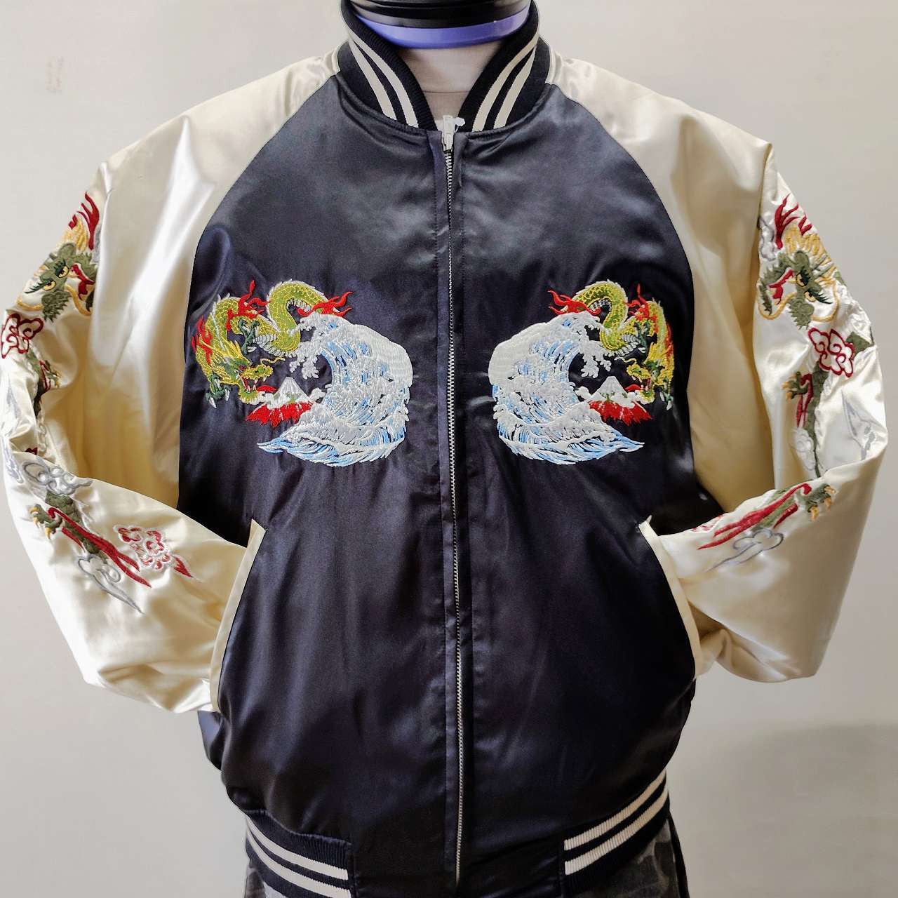 波龍刺繍 スカジャン L LLサイズ Embroidered jumper(SUKAJYAN