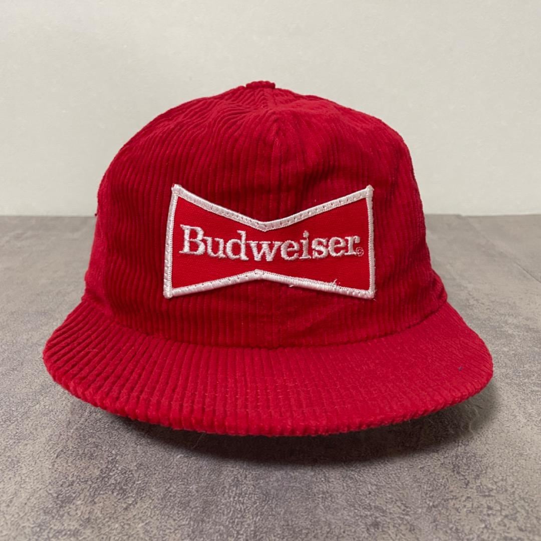 USA製!90's VINTAGE Budweiser コーデュロイキャップ バドワイザー コーデュロイ 帽子 キャップ 90s USA 刺繍 赤