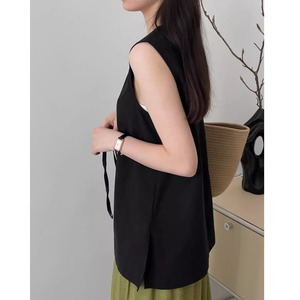 Box silhouette A-line sleeveless top ◇3colors 2051