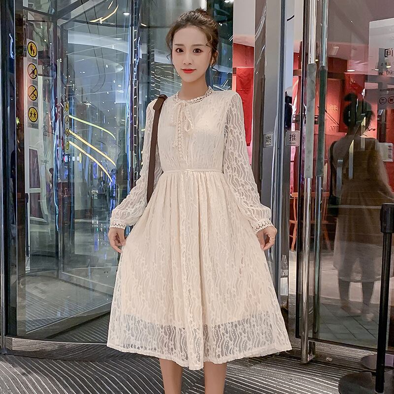 【新作】【送料無料】 マタニティウェア2020春と秋の新しいプラスサイズのレースの年齢を減らすドレス、トレンディなママミドルレングスの多目的マタニティドレス-アリババ 大きめサイズ スプリング 春物 オータム 秋物 expec259544811077
