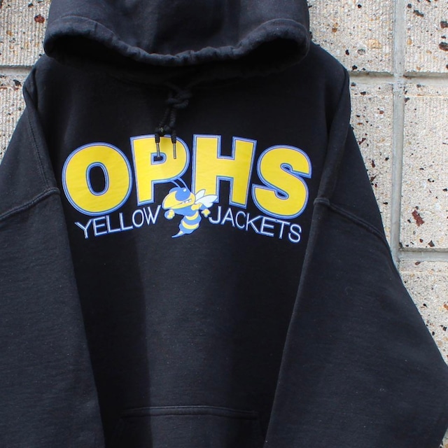 【Lサイズ】OPHS YELLOW JACKETS 米国ハイスクール 古着 チームパーカー