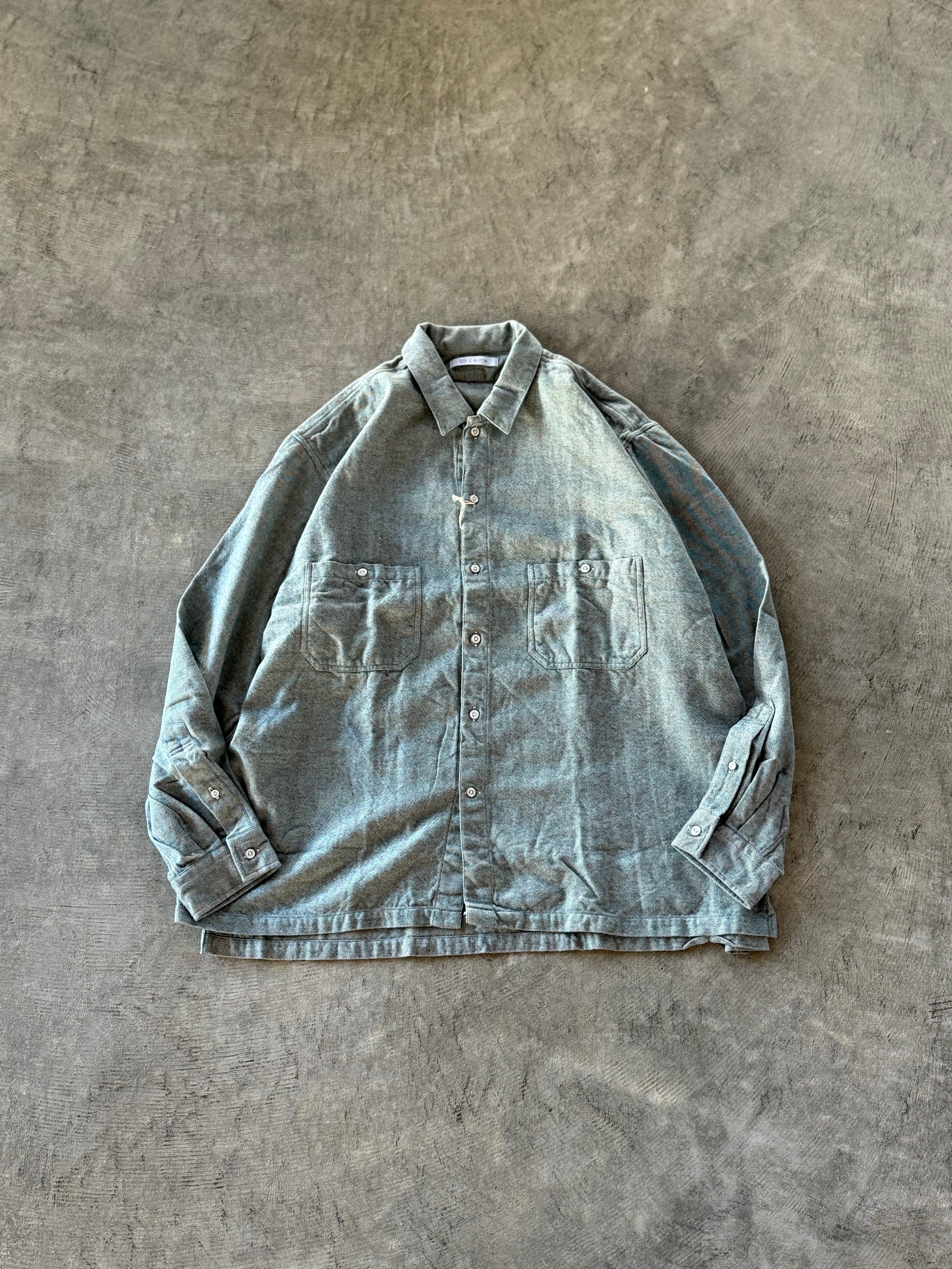 CATTA カッタ 【W POCKET SHIRT-MELANGE CHAMBRAY(GREEN)】 | LARGE