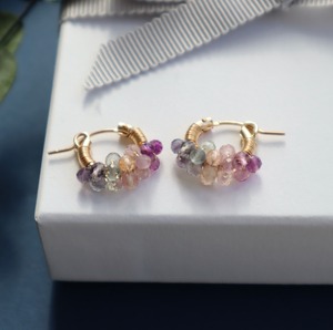 ［ピアス］petit berries hoops/14kgf フローライト