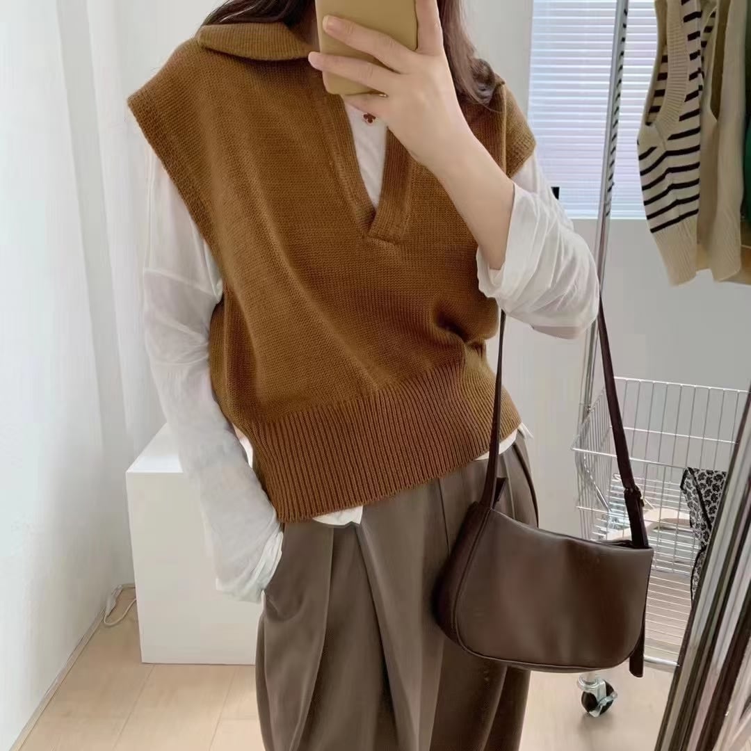 襟付きニットベスト　AJ333172-I03