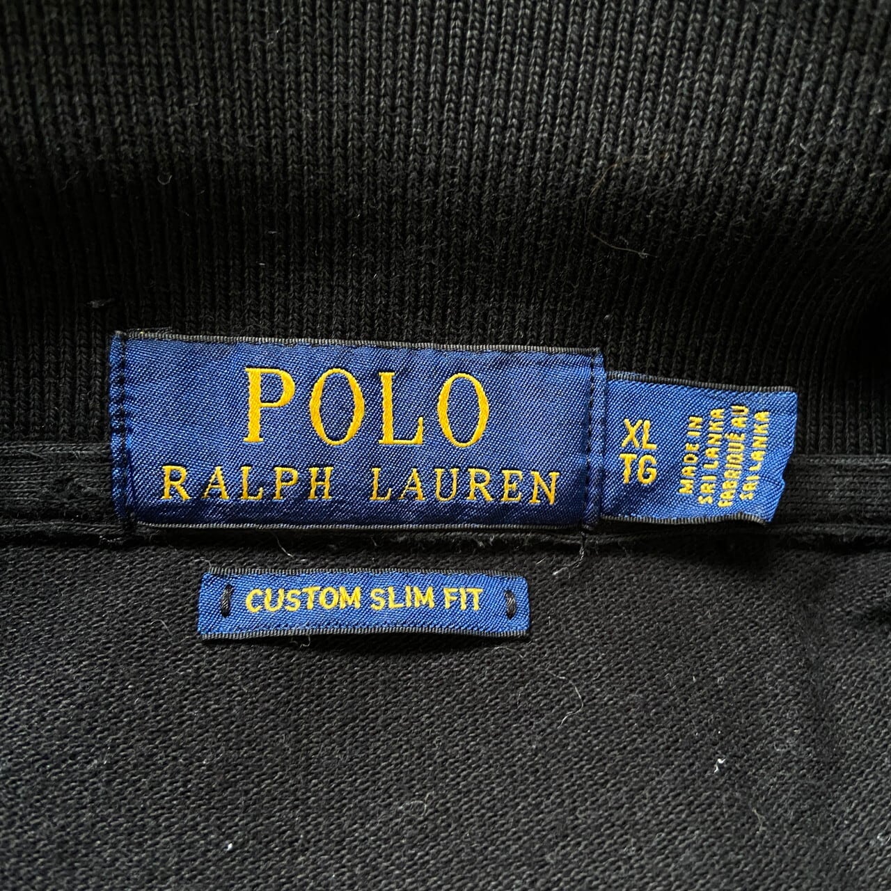 【RALPH LAUREN】00sロゴ刺繍鹿の子生地スキニーポロシャツ　ブラック POLO RALPH LAUREN（ポロ・ラルフローレン） ポロ ラルフローレン