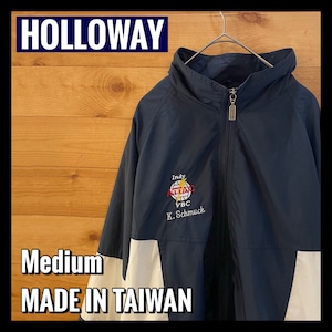 【HOLLOWAY】ナイロンジャケット ブルゾン ジャンパー 刺繍ロゴ 切替 台湾製 アメリカ古着