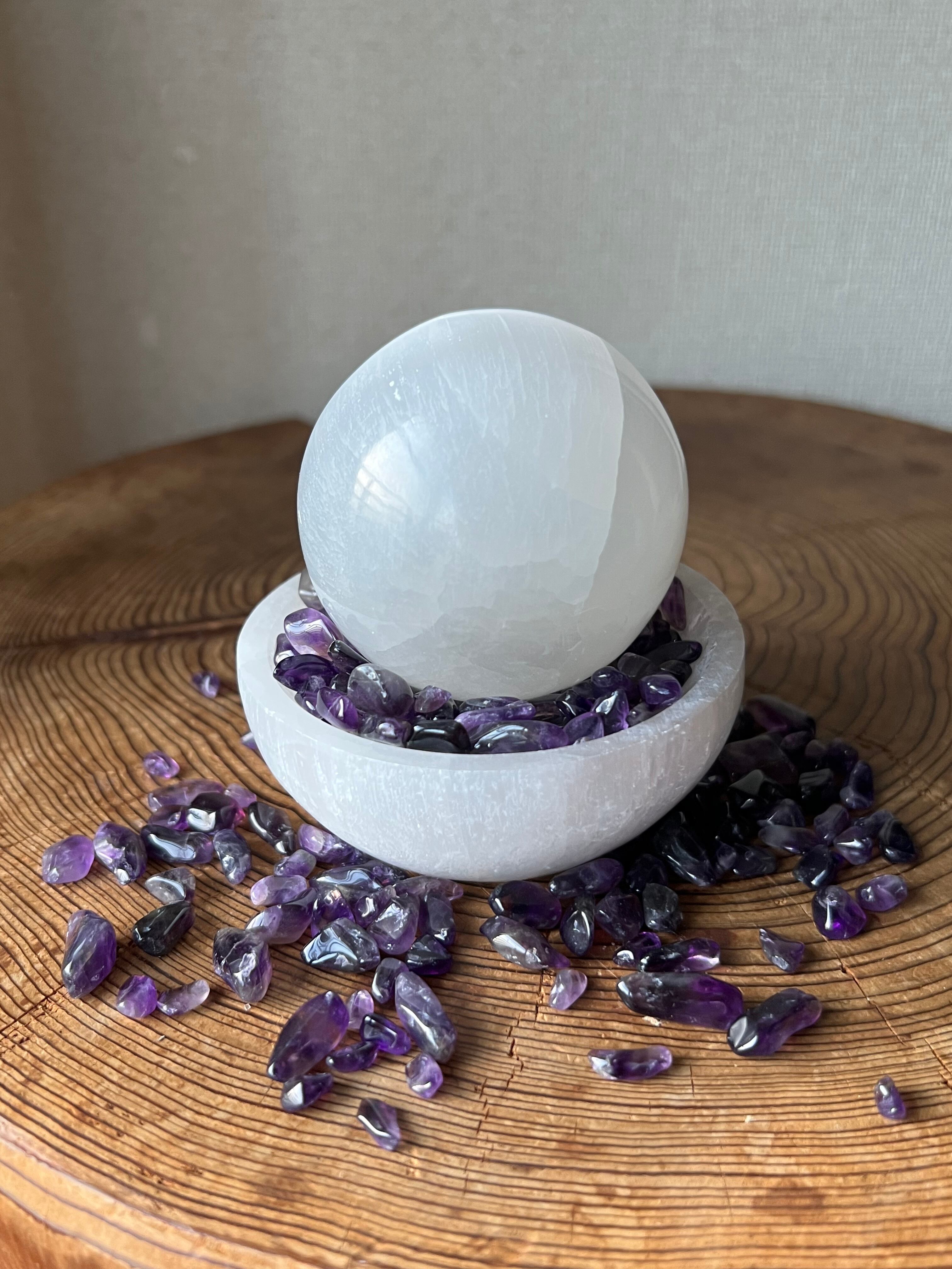 セレナイト丸玉とプレートのセット