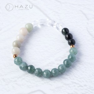 繁栄と五徳の3種の翡翠［翡翠（グアテマラ産、ミャンマー産）／ブラック翡翠／水晶］