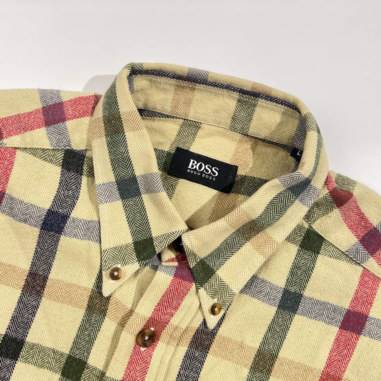 BOSS HUGO BOSS ヒューゴボス ヘリンボーン チェック柄 長袖 ネルシャツ /メンズ