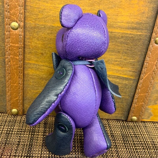 ジビエレザー鹿革ベルベア★マイスターの手作り「ベルズベア」パープル＆インディゴ　写真の1点販売です