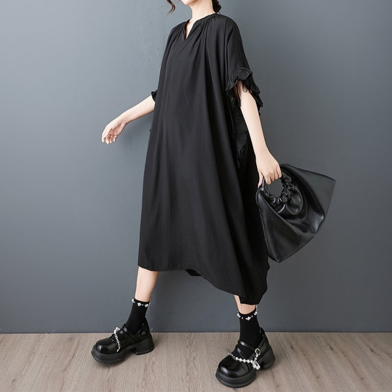 フリルスリーブ ゆったり ワンピース 30140