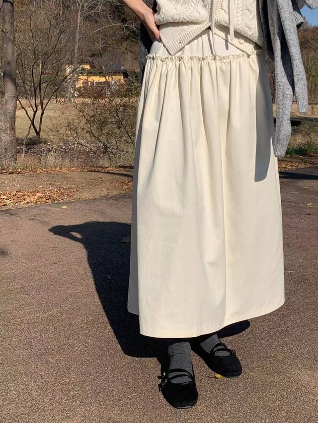 (予約) AREING / Pitch brushed long skirt 1color