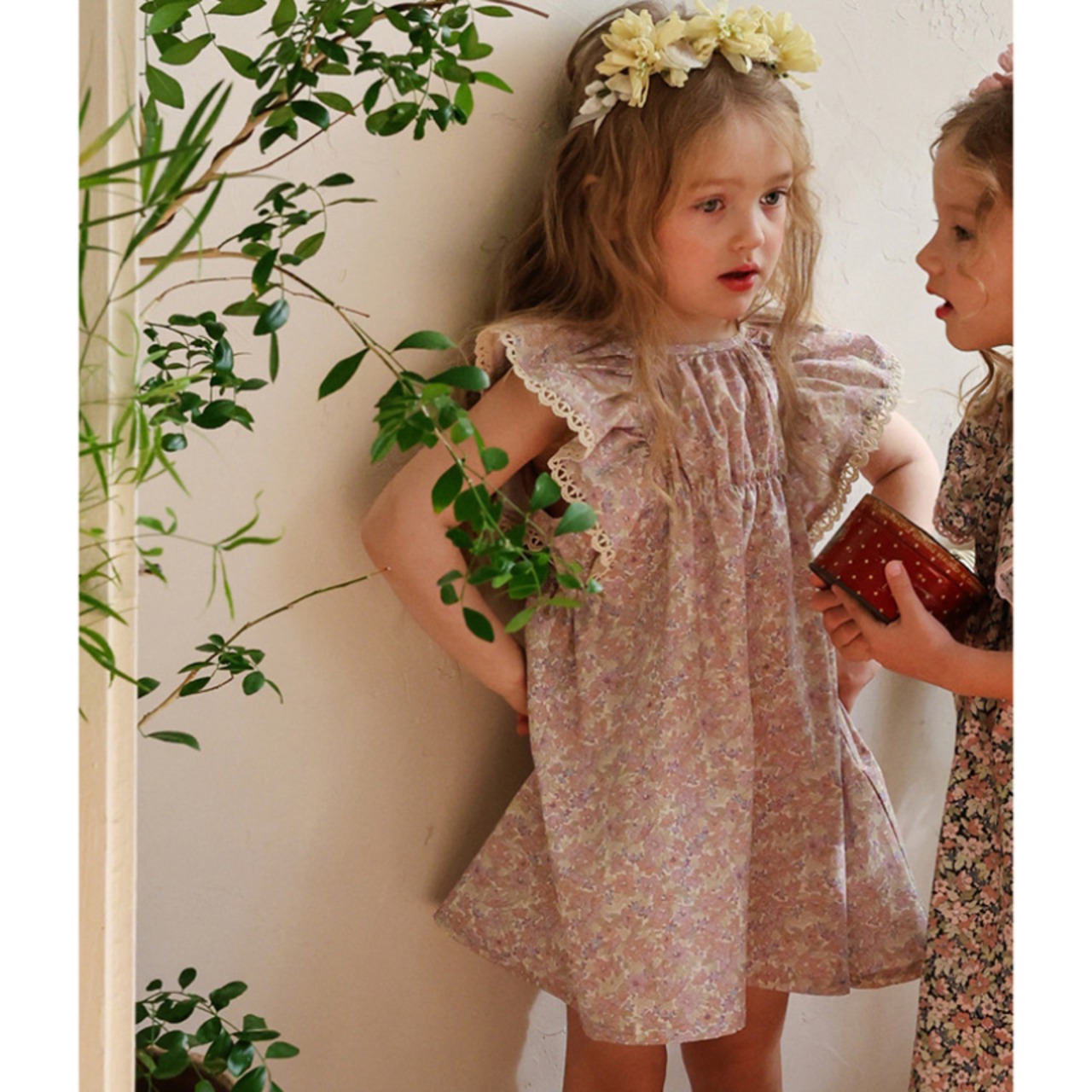 夏レトロ花柄ワンピース