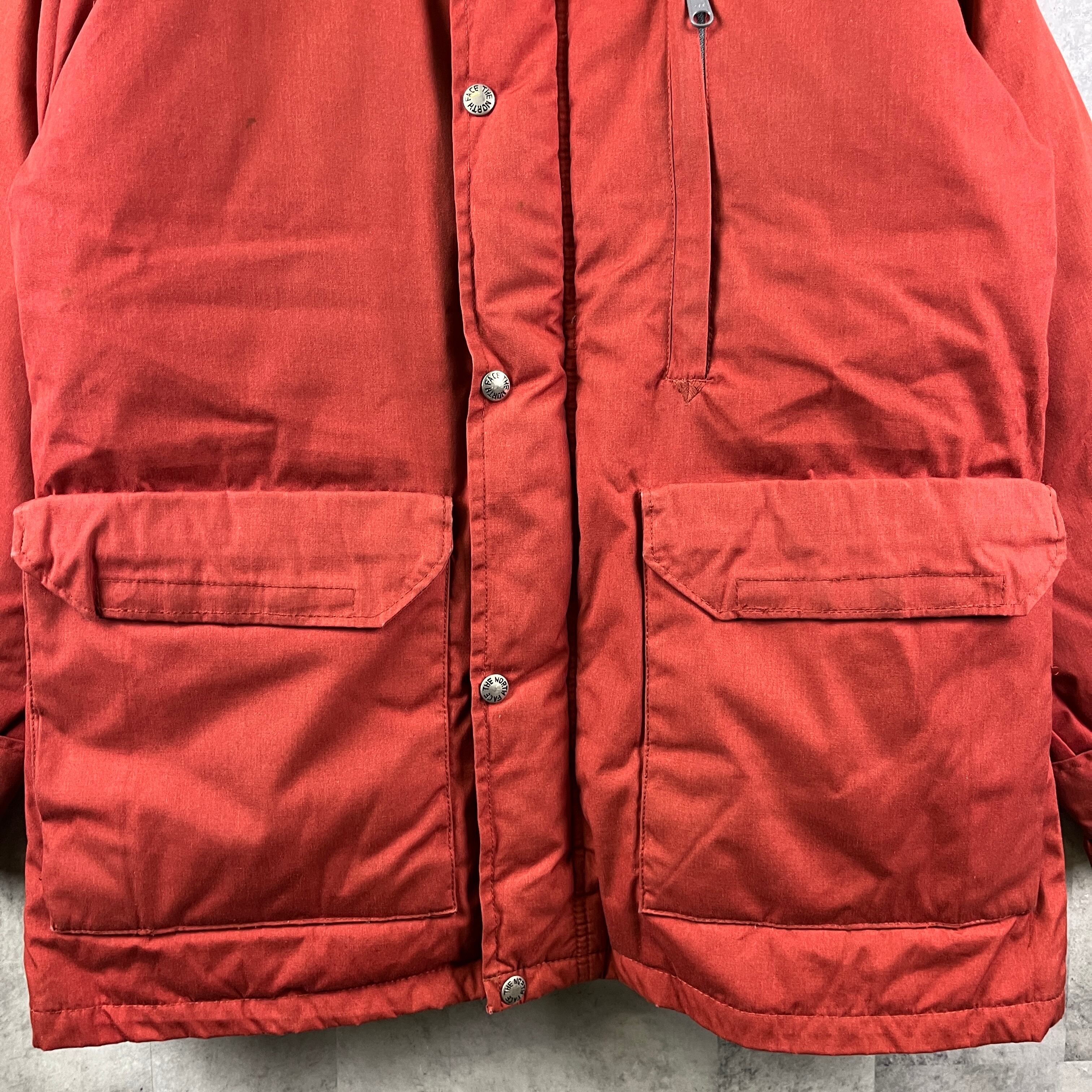 80s USA製 THE NORTH FACE SEROW ダウンジャケット 茶タグ エンジ XS