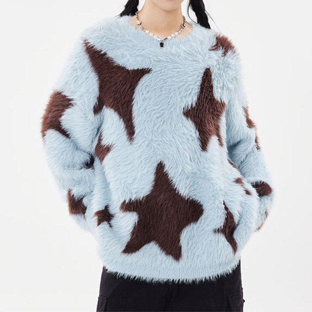 スターシャギーニットプルオーバー 2col   R01218