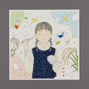 < あわい > 原画作品（額付き）「途中で眠る。」
