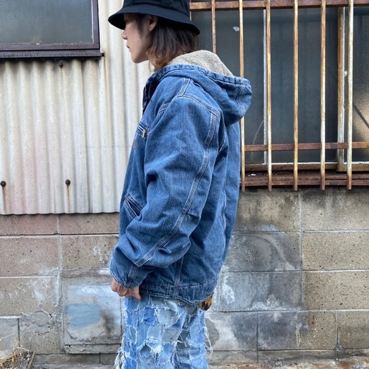 Carhartt カーハート デニム ボアライナー フルジップパーカー フード 