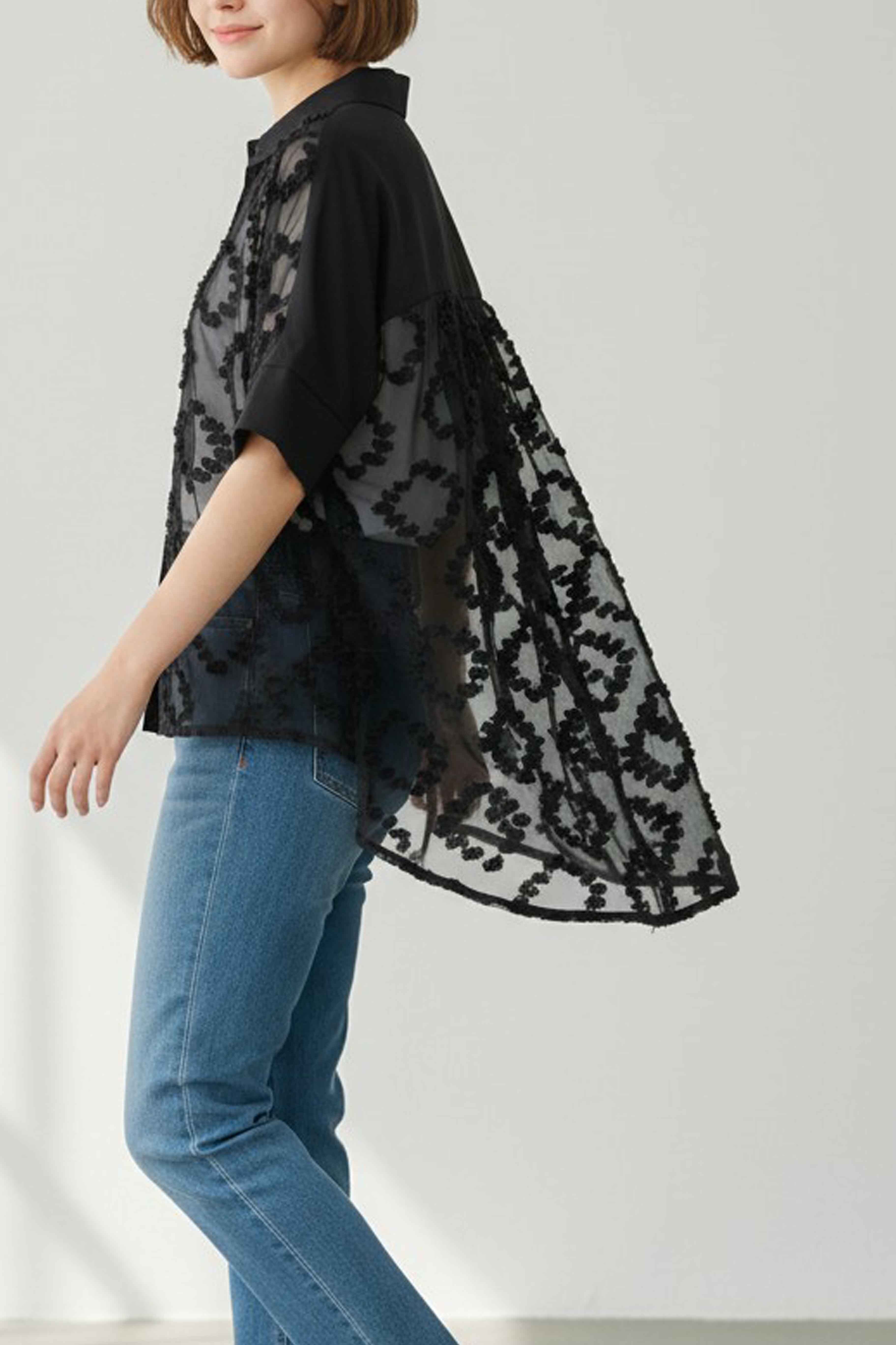 アシメシアーブラウス / Asymmetrical sheer blouse(W26S1013H)