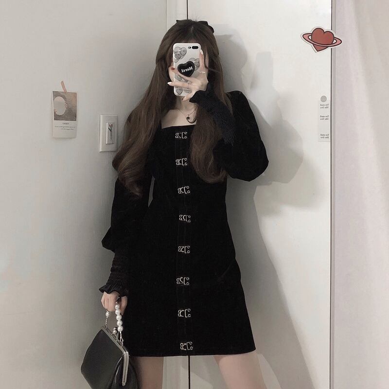 スタイルドレス スプリングブラック 春物 スクウェア スーパーモール63445642040