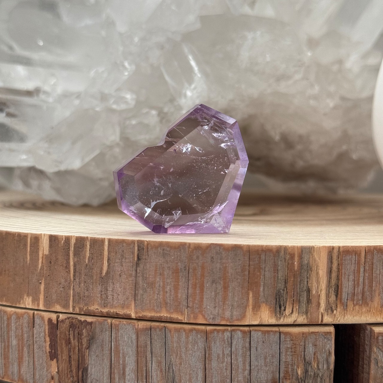 アメトリン＊ハートファセットカット＊231205＊アメジスト＊天然石カービング＊天然石インテリア＊置き物＊インテリアストーン