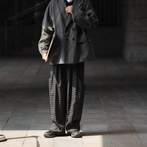 レトロチェック柄ワイドレッグパンツ　979