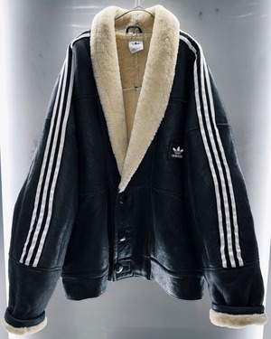 special Original Re:make "vintage adidasx vintage mouton Leather  jacket"