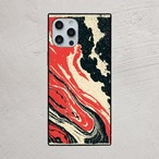 受注生産 iPhoneケース 赤黒のダイナミック流線抽象｜マーブルアート PABS016D
