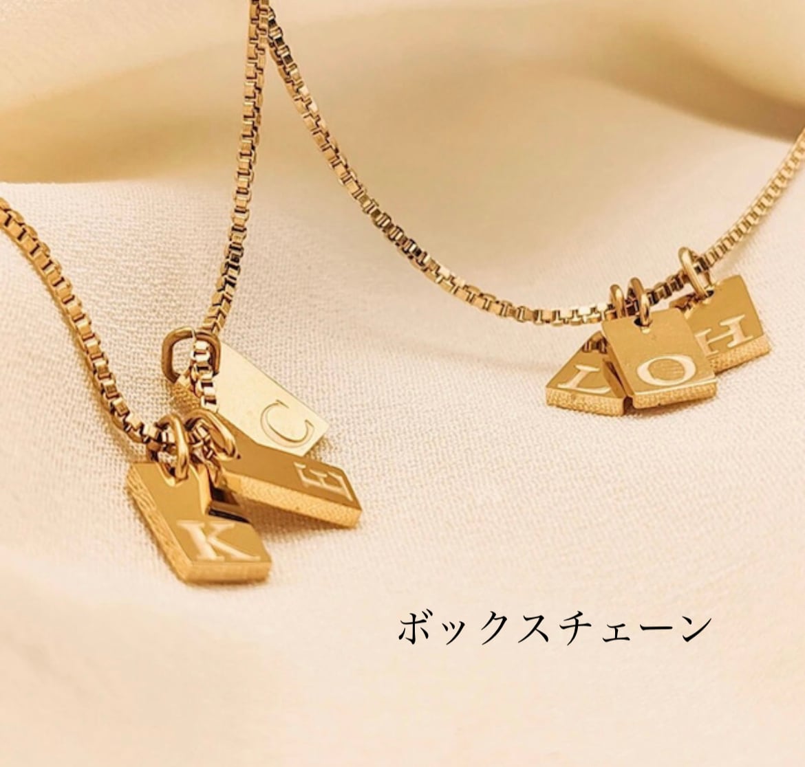 alphabet square charm necklace プレート1つ付き | rise25mahalo alphabet square charm necklace プレート1つ付き | rise25mahalo