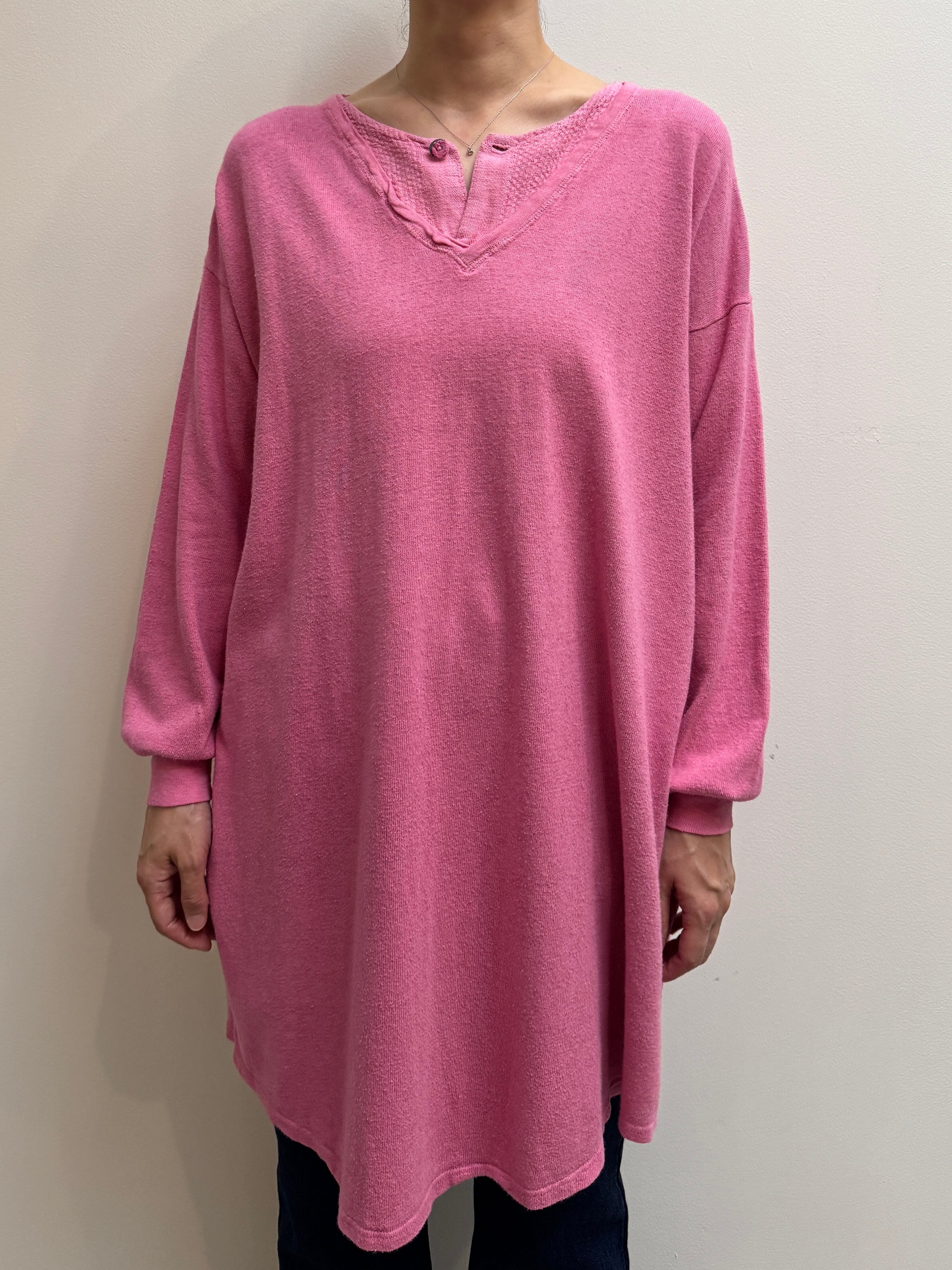 CU16-24 USED GARMENT DYED THERMAL LONGSLEEVE TEE -PINK-