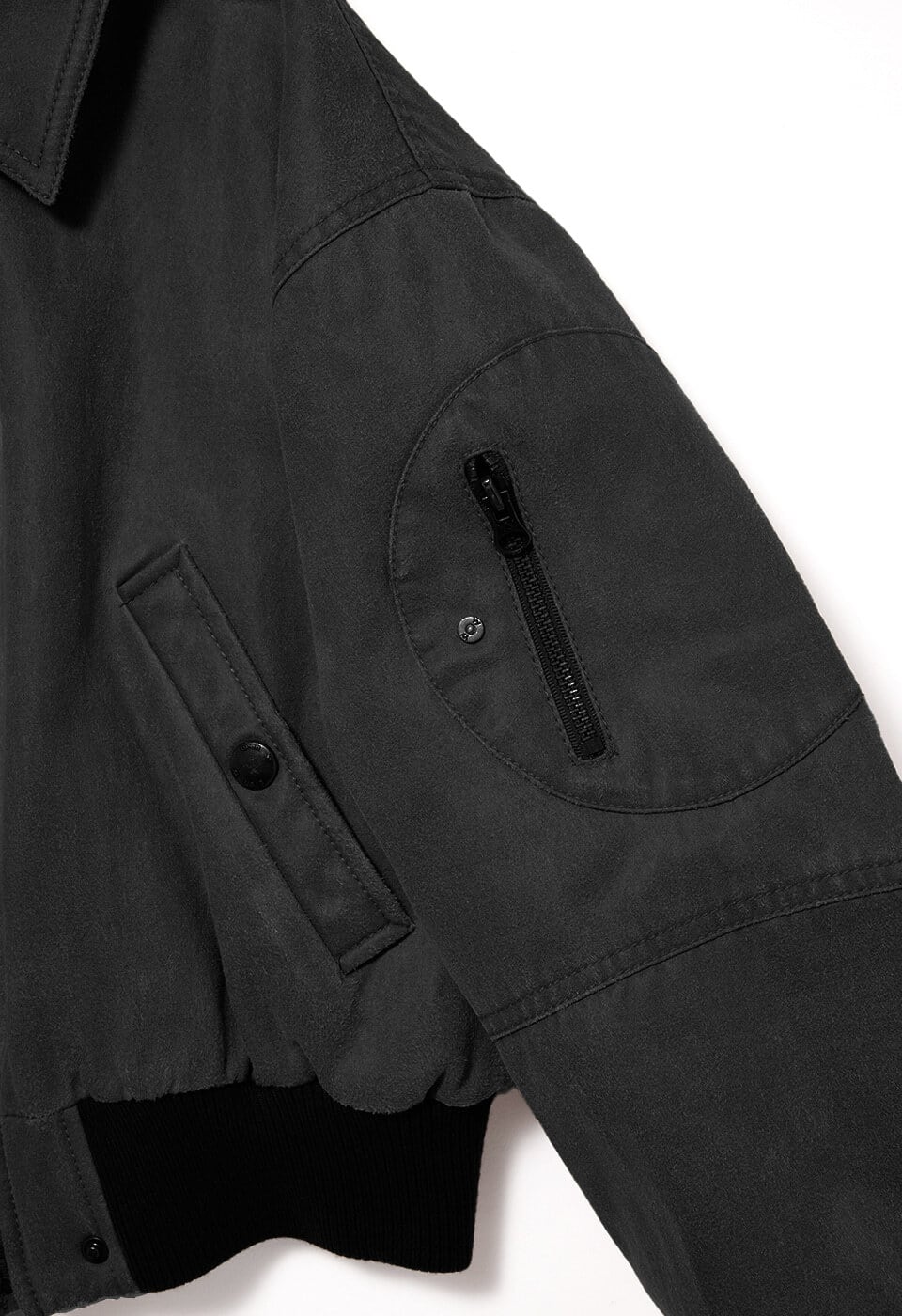 OPEN YY] PAPER LIKE CROP BOMBER, BLACK 正規品 韓国ブランド 韓国