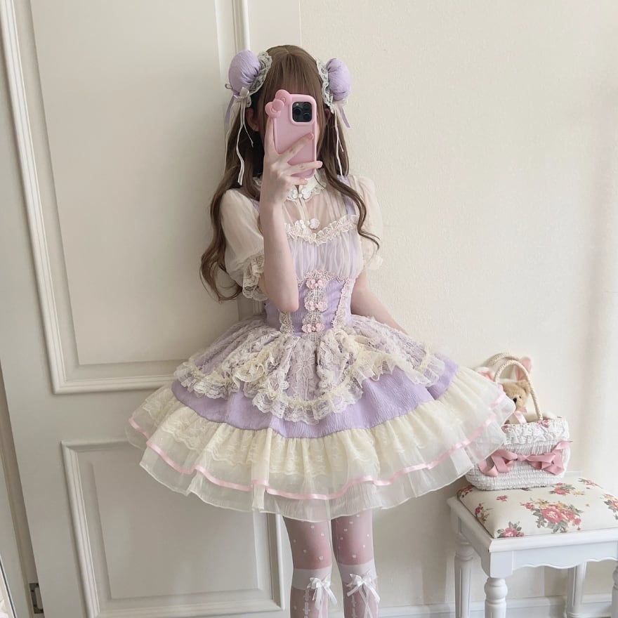 ブラウス 半袖 レース 薄手 原宿スタイル 夢かわいい ロリィタ