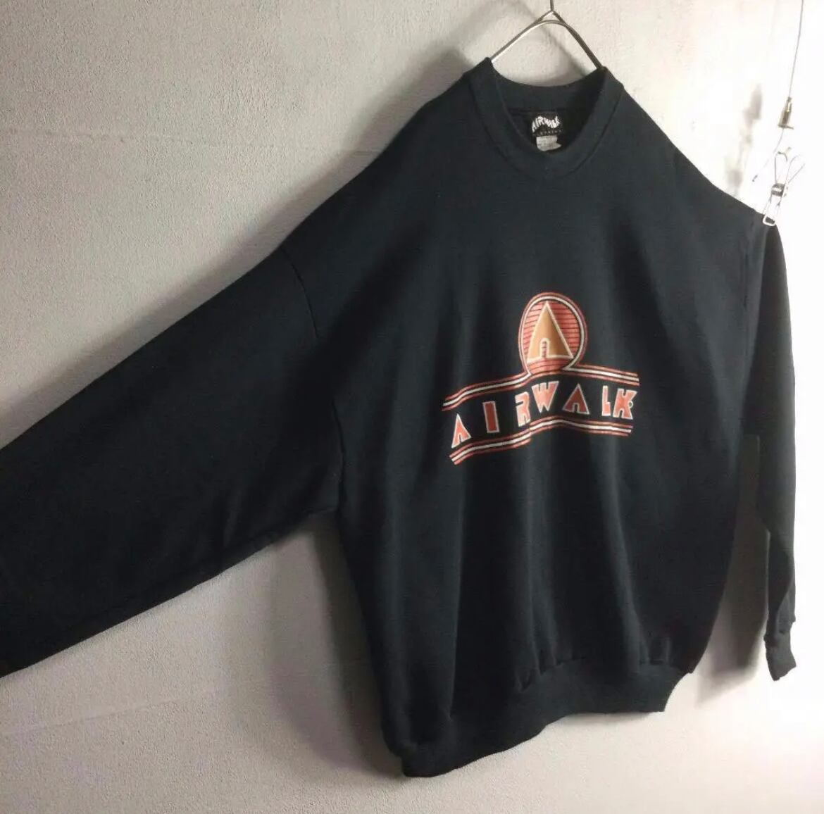 90s AIR WALK エアウォーク スウェット USA製 ブラック スカル USA製 90s AIRWALK プルオーバー スウェット オールド A119 | Pay ID