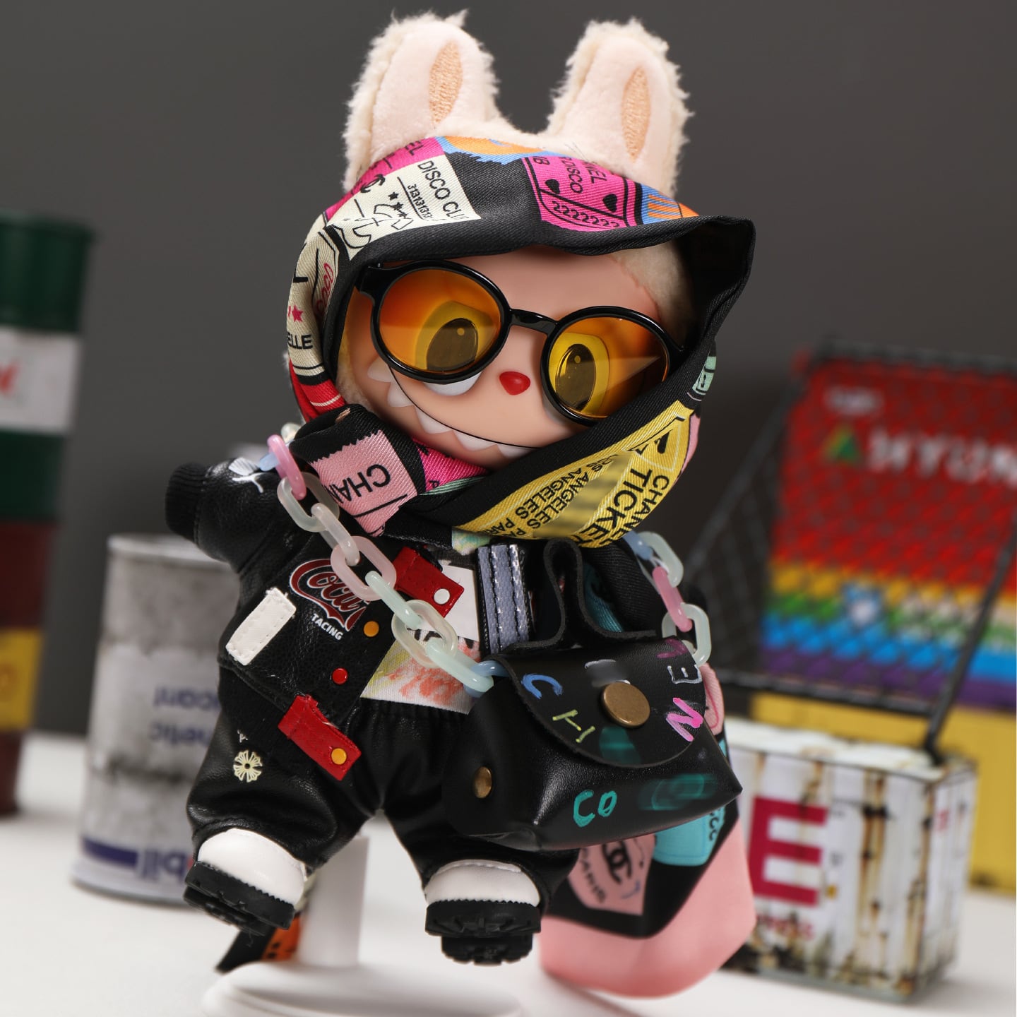 ラブブ 1-3世代対応 レザージャケット+Tシャツ+パンツ+靴+バンダナ