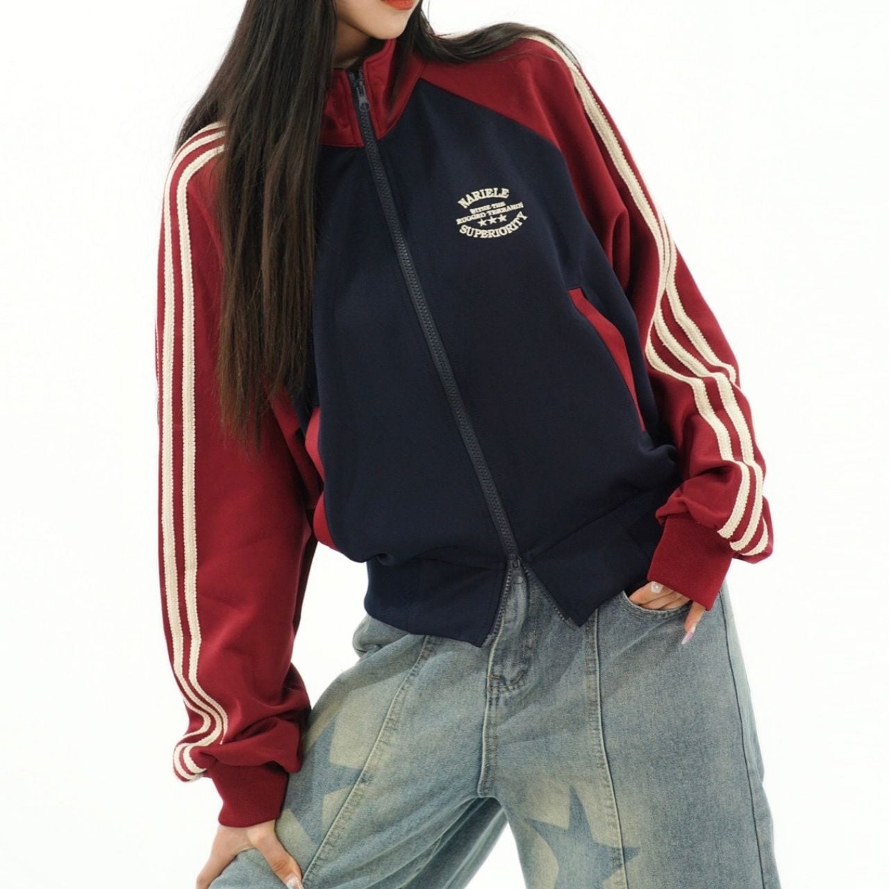 ラインスリーブトラックジップジャケット 2col R00865