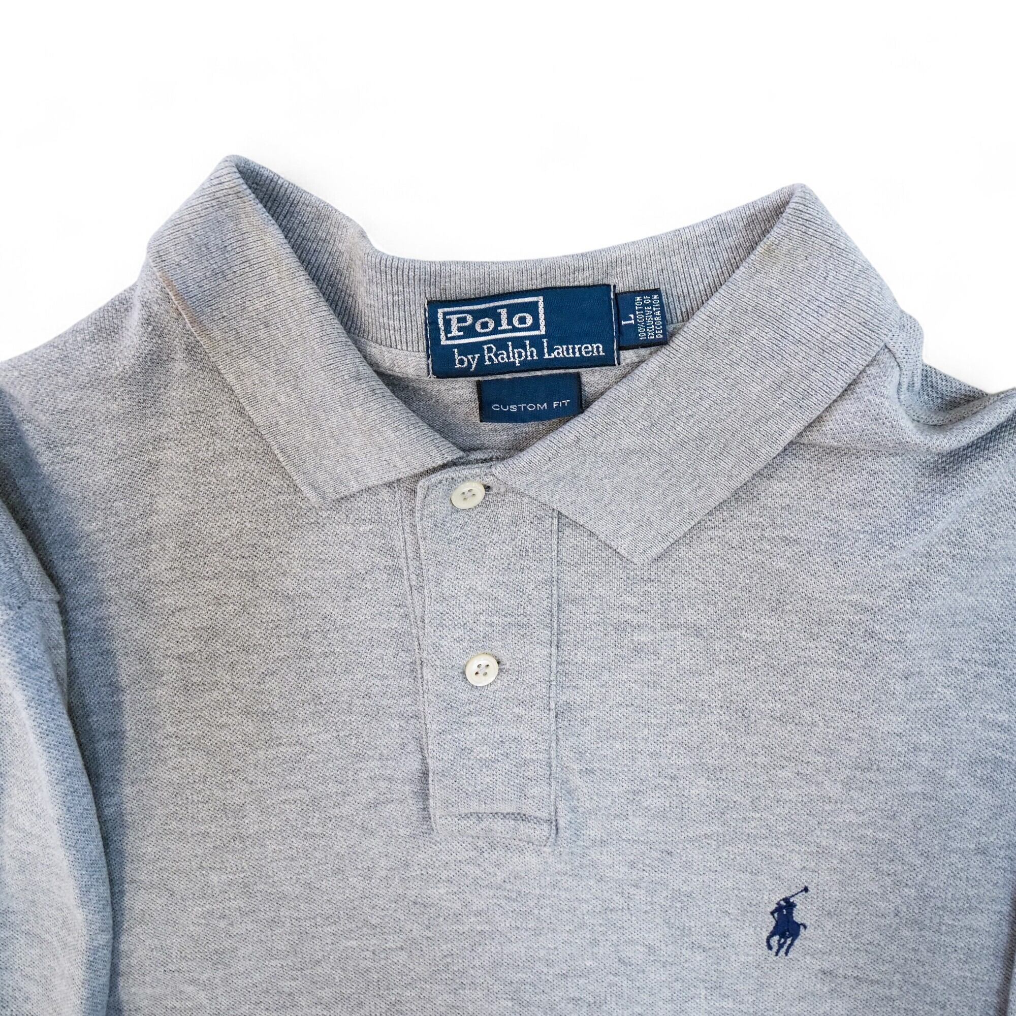 【新品】　ポロ　ラルフローレン　100　長袖ポロシャツ　★　グレー ポロ ラルフローレン 長袖 ポロシャツ グレー カスタムフィット Polo