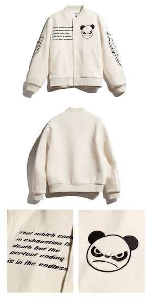 送料無料【HIPANDA ハイパンダ】男女兼用 スタジャン UNISEX BASEBALL JACKET / BEIGE