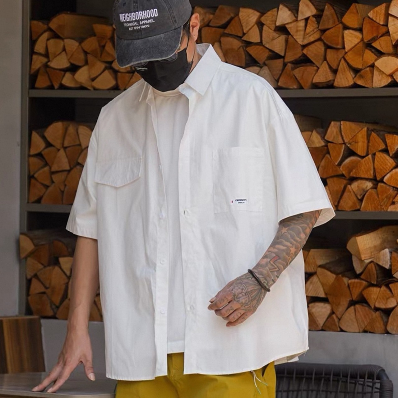 Flap pocket logo tag shirt 1445 - 2
