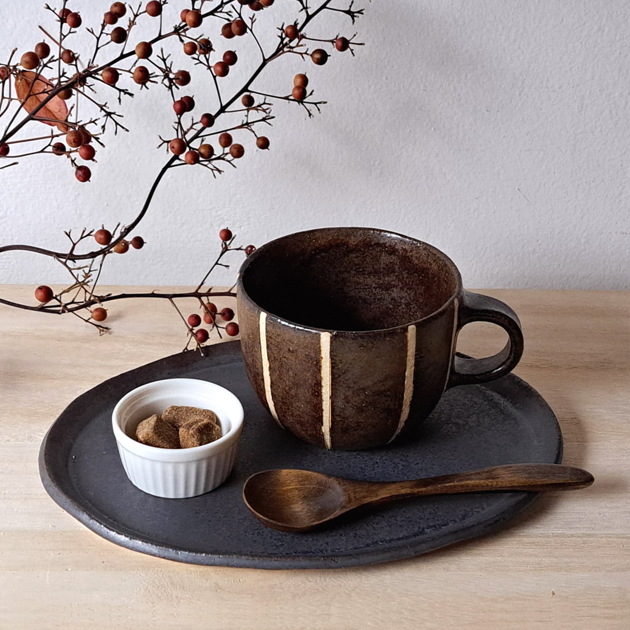 大野素子】マグカップ（茶 縦縞） | gallery&select shop 縁
