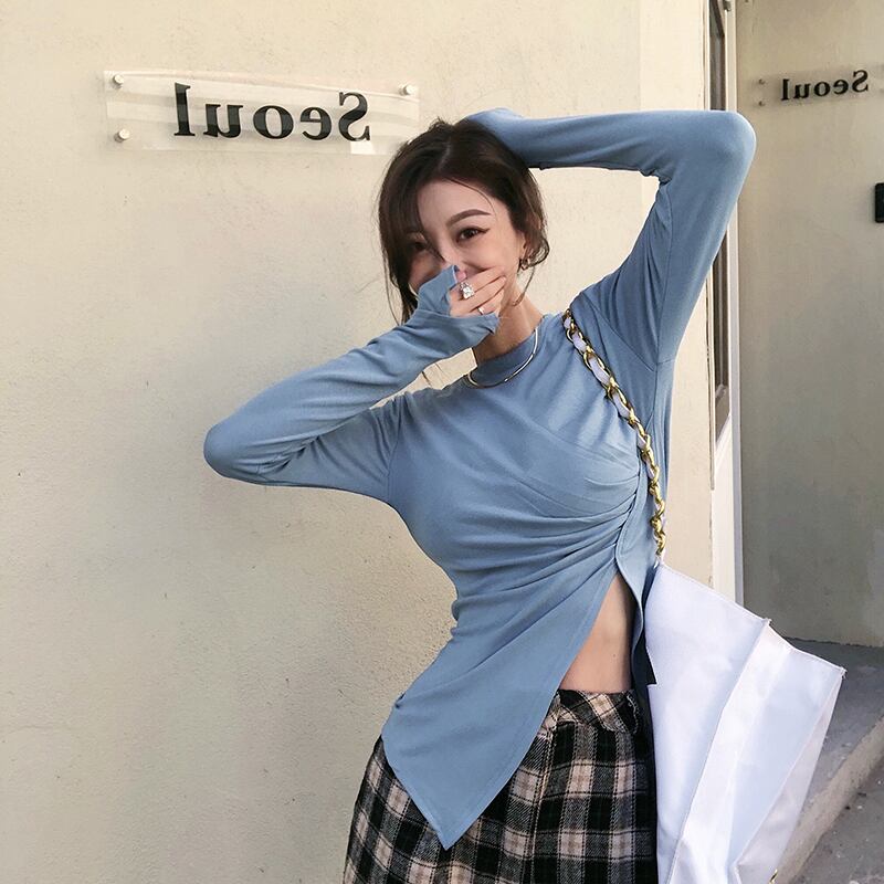 ラウンドネックシャツ トップス Tシャツ Oネック ガールズファッション74006932692