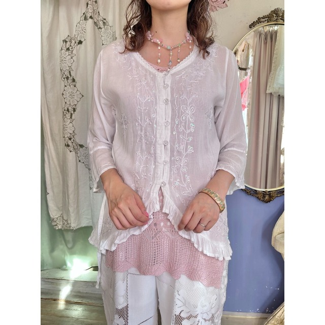 ethnic sheer blouse