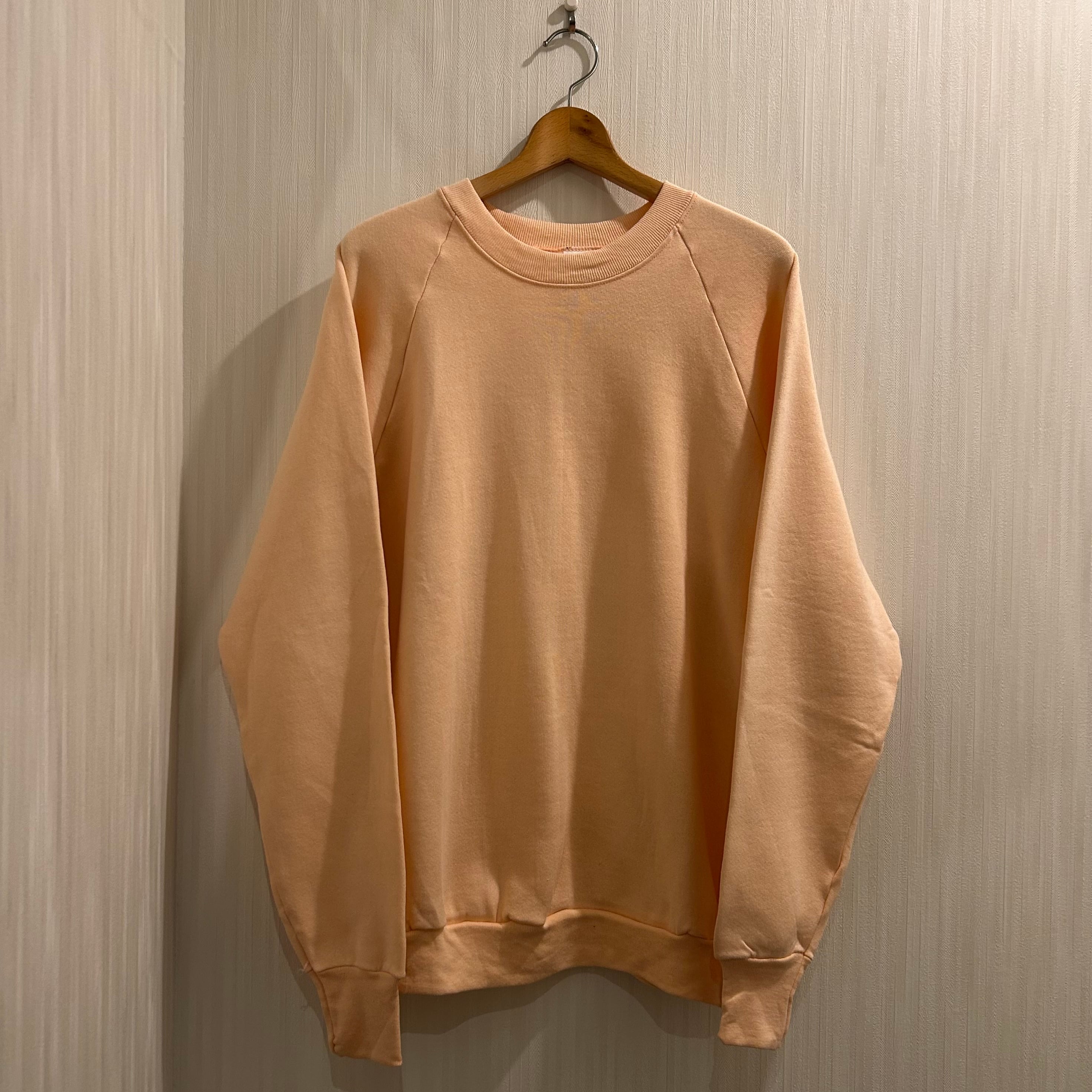 Dead Stock!! 1980s FRUIT OF THE LOOM blanc raglan sweats "light pink"