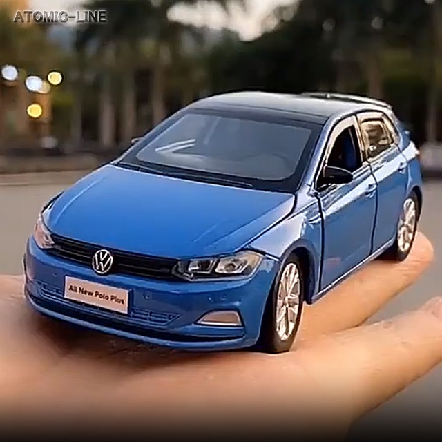 フォルクスワーゲン POLO ポロ 1/32 ミニカー 全3色 ライト点灯 エンジンサウンド 合金モデル 模型 ジオラマ