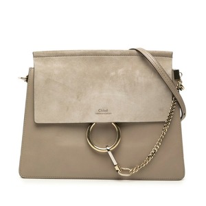 クロエ フェイ Faye 斜め掛け ショルダーバッグ グレージュ レザー スウェード レディース Chloe 【中古】