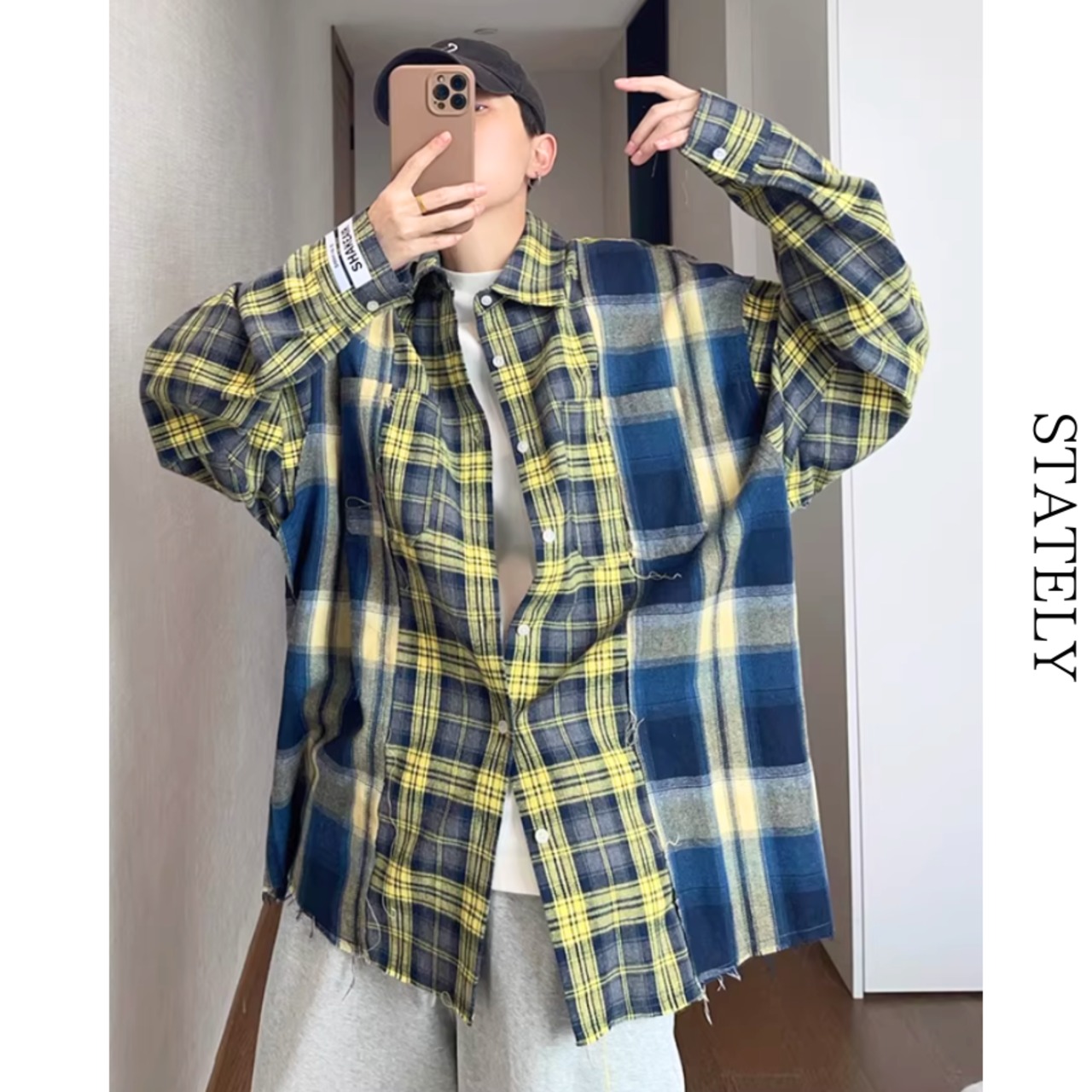 パッチワークチェックオーバーシャツ_T132・画像6