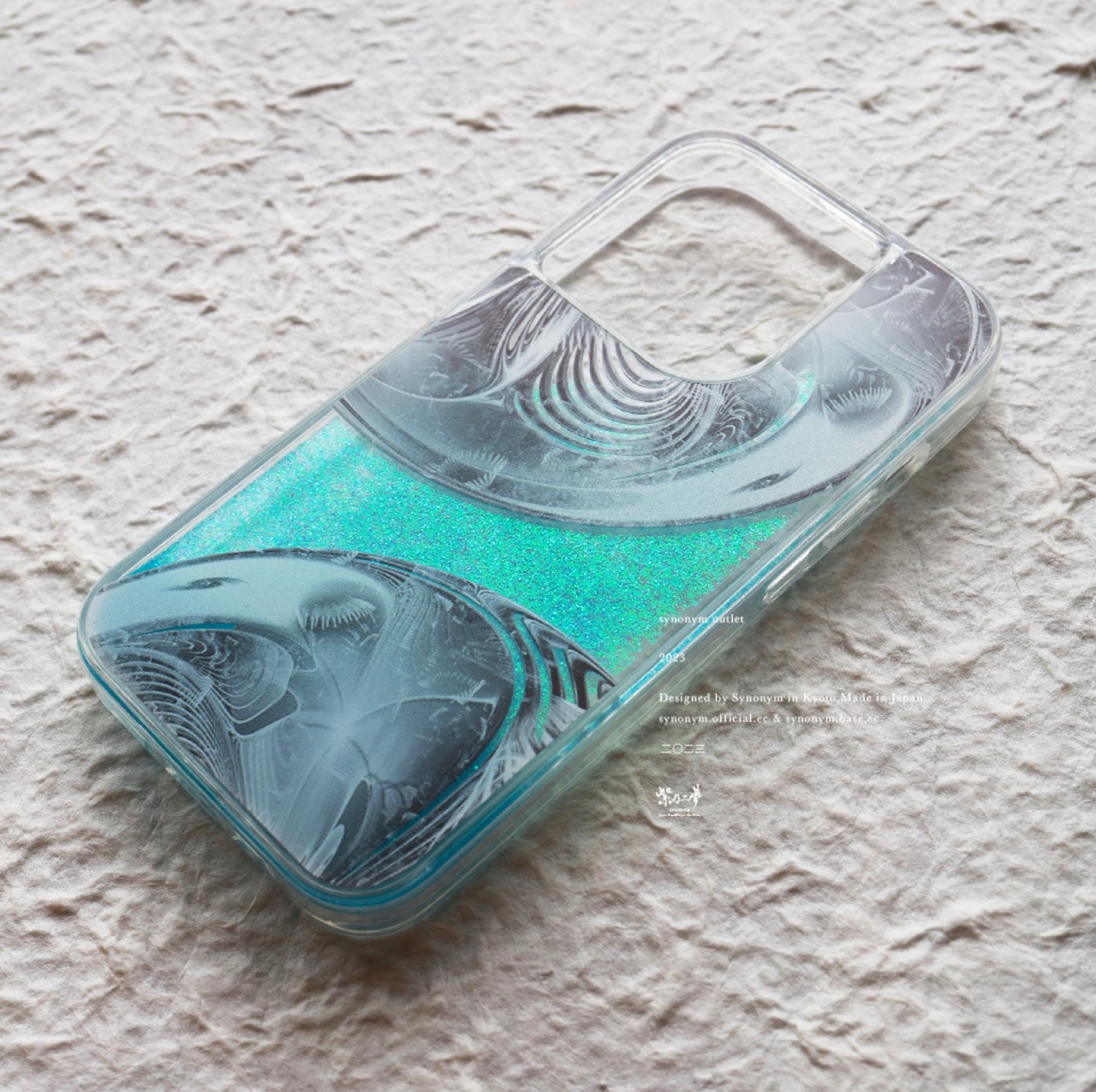 【iPhone14Pro/OUTLET】銀式青波 - 和風 グリッターiPhoneケース