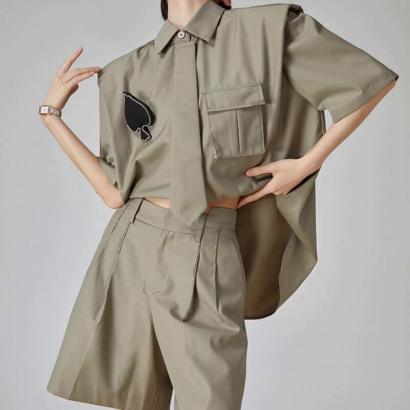 short sleeve shirt and short pants set W00380