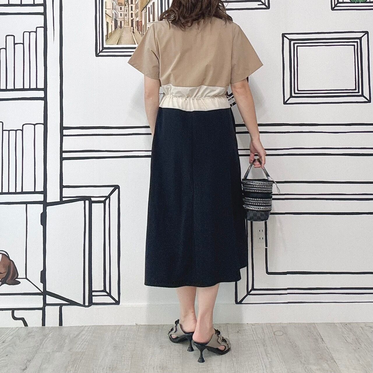 配色切替ドロストワンピース