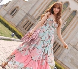 ★★送料無料★9号☆たっぷり花柄フレアマキシ丈のワンピ(OPN8474)